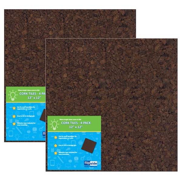 Flipside Dark Cork Tiles, 12" x 12", PK8 12058 - main